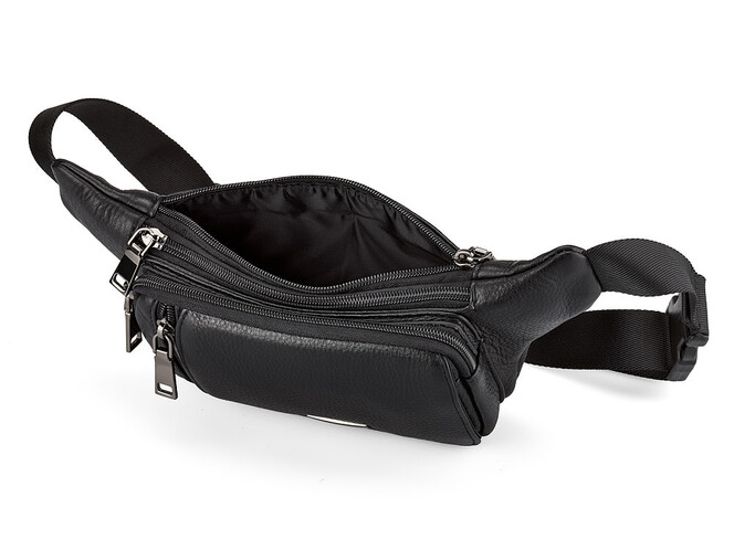 Кожаная мужская сумка - бананка LeGRAND collection 8786-34 чёрная, фото , изображение 6