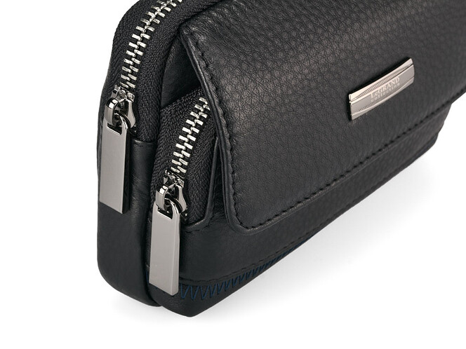 Шкіряна чоловіча сумка на пояс LeGRAND collection 407-11 чорна, фото , зображення 5