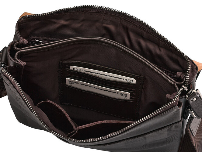 Кожаная вертикальная мужская сумка LeGRAND collection 7176-3 Brown коричневая, фото , изображение 8