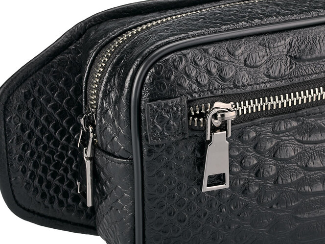 Чоловіча сумка - бананка з натуральної шкіри LeGRAND collection 8786-25 чорна, фото , зображення 4