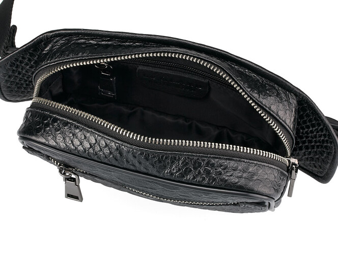 Чоловіча сумка - бананка з натуральної шкіри LeGRAND collection 8786-25 чорна, фото , зображення 3