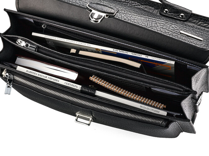 Кожаный мужской портфель Мont Blanc 8639-5 Black чёрный, Цвет: Черный, фото , изображение 6