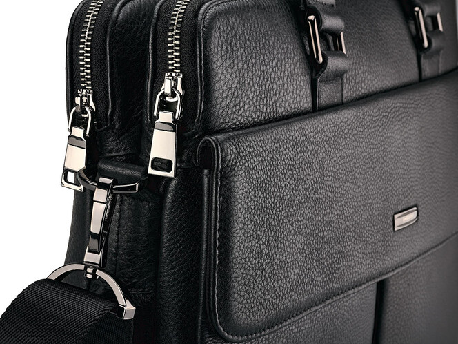 Сумка для ноутбука и документов из натуральной кожи LeGRAND collection 7906-1 чёрная, фото , изображение 8