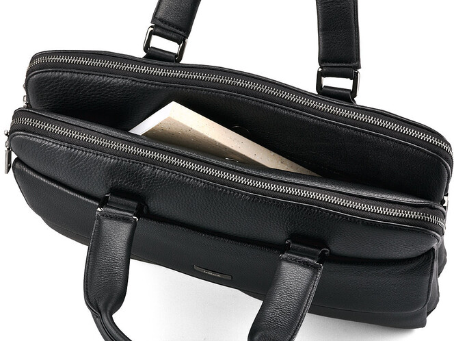 Сумка для ноутбука и документов из натуральной кожи LeGRAND collection 7906-1 чёрная, фото , изображение 7