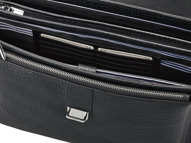 Кожаный мужской портфель Мont Blanc 8639-5 Black чёрный, Цвет: Черный, фото , изображение 7