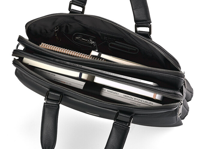 Сумка для ноутбука и документов из натуральной кожи LeGRAND collection 7906-1 чёрная, фото , изображение 2