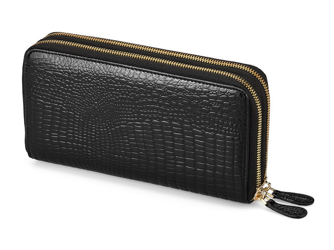 Кожаный женский кошелек - клатч Moro&Jenny 59049 A Black чёрный, Цвет: Черный, фото , изображение 4