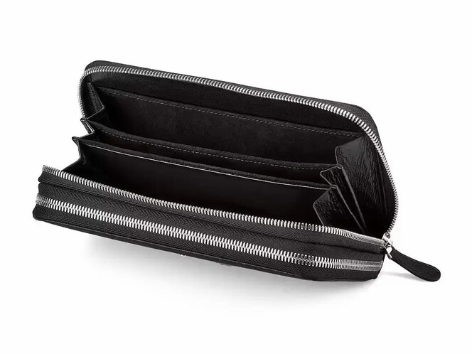 Мужской клатч – кошелек из натуральной кожи на две молнии Мont Blanc 2802 чёрный, фото , изображение 3