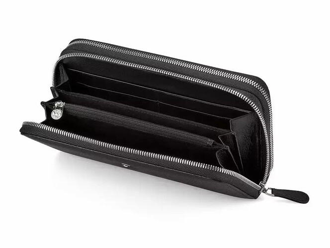 Мужской клатч – кошелек из натуральной кожи на две молнии Мont Blanc 2802 чёрный, фото , изображение 2