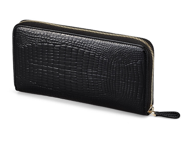 Шкіряний жіночий гаманець - клатч Moro&Jenny 59046 A Black чорний, Колір: Чорний, фото , зображення 3