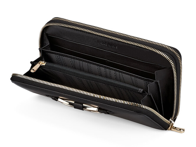 Шкіряний жіночий гаманець - клатч Nikole Richie 1408 A Black чорний, фото , зображення 2