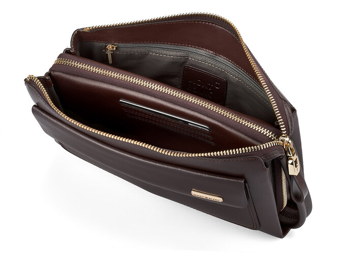 Мужской клатч из натуральной кожи Мont Blanc 8187-3 коричневый, Цвет: Коричневый, фото , изображение 4