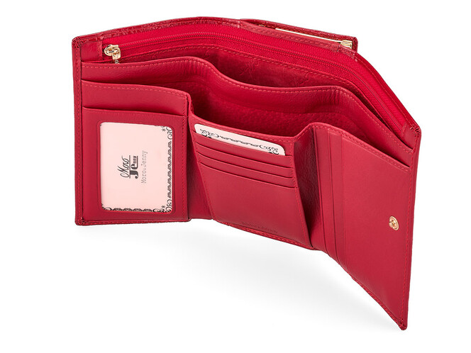 Кожаный женский кошелек Moro&Jenny 59011 E Red красный, Цвет: Красный, фото , изображение 4