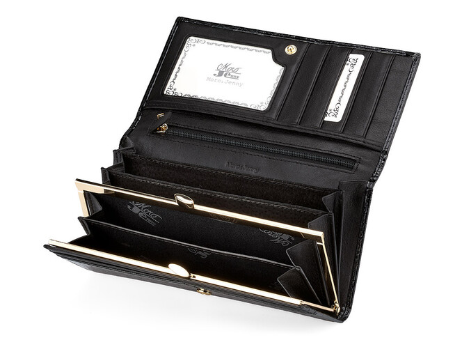 Женский кошелек из натуральной кожи Moro&Jenny 59010 A Black чёрный, Цвет: Черный, фото , изображение 2