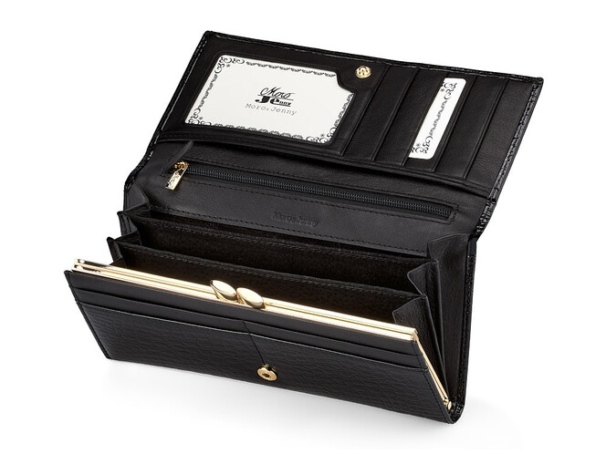 Женский кошелек из натуральной кожи Moro&Jenny 59010 A Black чёрный, Цвет: Черный, фото , изображение 3