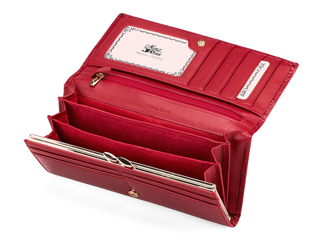 Женский кошелек из натуральной кожи Moro&Jenny 59010 E Red красный, Цвет: Красный, фото , изображение 3
