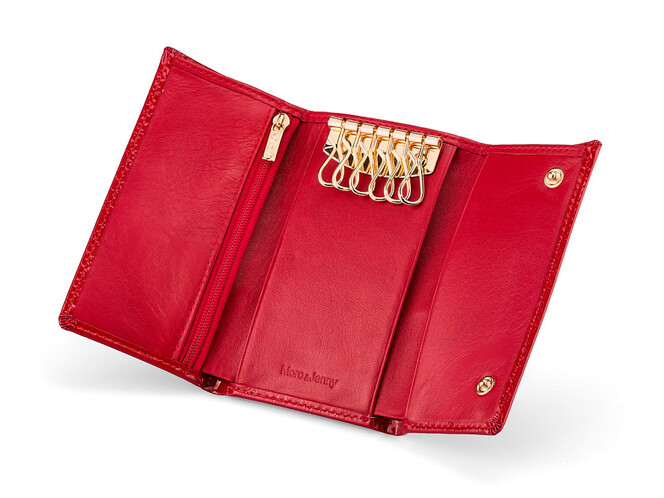 Женский кошелек - ключница из натуральной кожи Moro&Jenny 59048 E Red красная, Цвет: Красный, фото , изображение 3