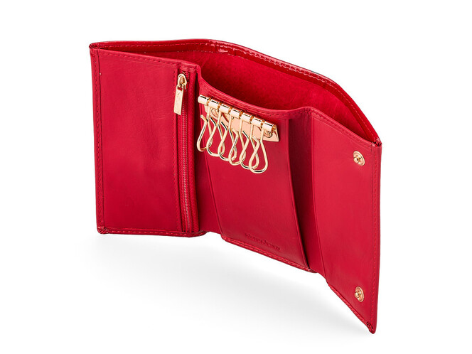 Женский кошелек - ключница из натуральной кожи Moro&Jenny 59048 E Red красная, Цвет: Красный, фото , изображение 2