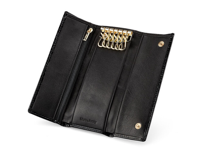 Шкіряна жіноча ключниця Moro&Jenny 59033 A Black чорна, Колір: Чорний, фото , зображення 3