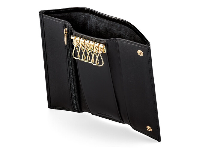 Шкіряна жіноча ключниця Moro&Jenny 59033 A Black чорна, Колір: Чорний, фото , зображення 2