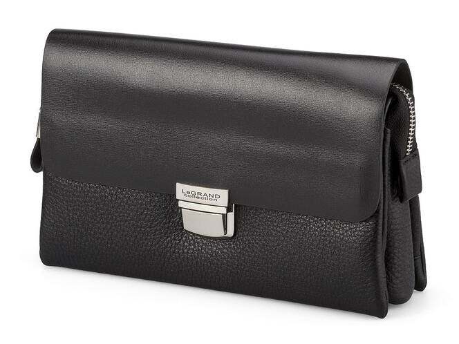 Кожаная мужская барсетка - клатч LeGRAND collection 78316-1 чёрный, фото , изображение 4