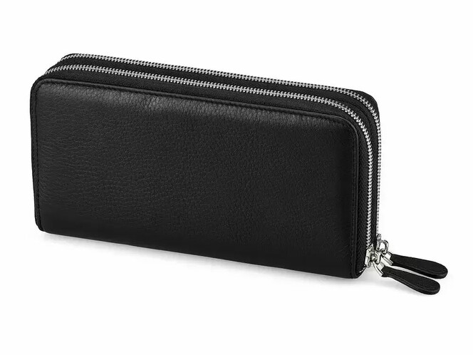 Мужской клатч – кошелек из натуральной кожи на две молнии Мont Blanc 2802 чёрный, фото , изображение 4