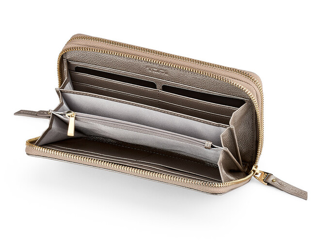 Женский кошелек - клатч из натуральной кожи TUMI 1052 T Silver серебристый, Цвет: Серебристый, фото , изображение 2