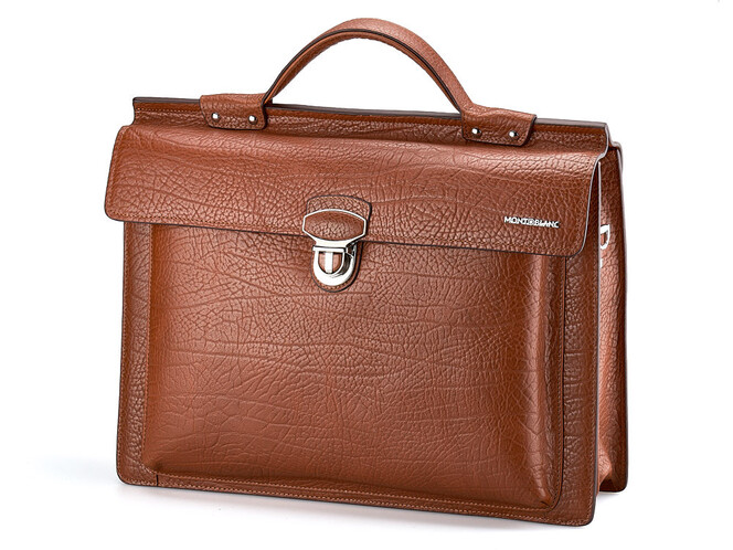 Кожаный мужской портфель Мont Blanc 8639-5 Brown рыжий, фото , изображение 3