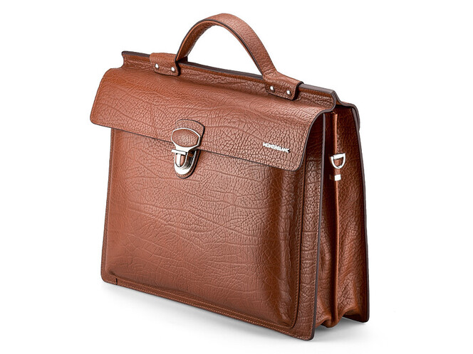 Кожаный мужской портфель Мont Blanc 8639-5 Brown рыжий, фото , изображение 4