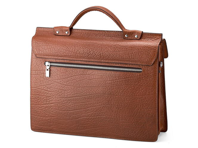 Кожаный мужской портфель Мont Blanc 8639-5 Brown рыжий, фото , изображение 5