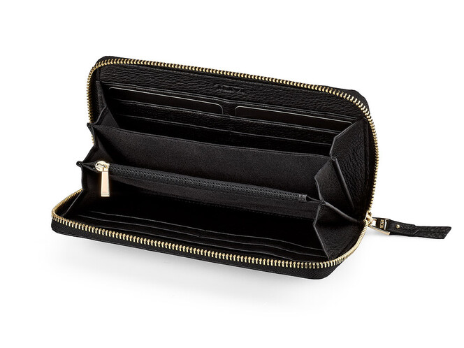 Кожаный женский кошелек - клатч TUMI 1051 A Black чёрный, Цвет: Черный, фото , изображение 2