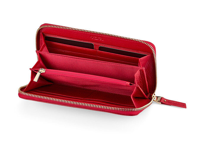 Кожаный женский кошелек - клатч TUMI 1051 E Red красный, Цвет: Красный, фото , изображение 2