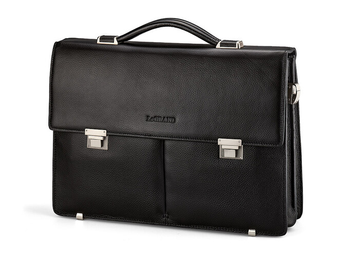 Мужской портфель из натуральной кожи LeGRAND collection 3086 чёрный, фото , изображение 3