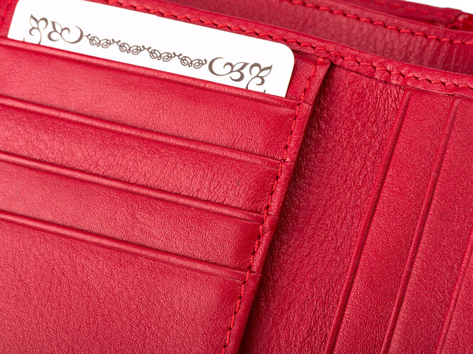 Кожаный женский кошелек Moro&Jenny 59011 E Red красный, Цвет: Красный, фото , изображение 7