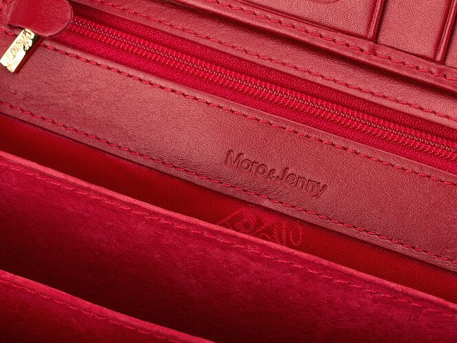 Женский кошелек из натуральной кожи Moro&Jenny 59010 E Red красный, Цвет: Красный, фото , изображение 5