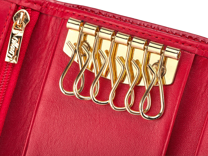 Женский кошелек - ключница из натуральной кожи Moro&Jenny 59048 E Red красная, Цвет: Красный, фото , изображение 5