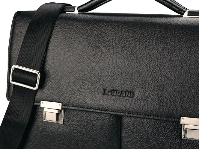 Мужской портфель из натуральной кожи LeGRAND collection 3086 чёрный, фото , изображение 8