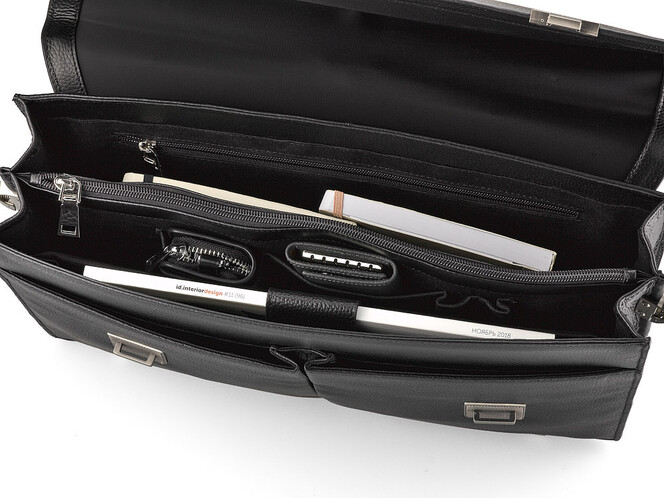 Мужской портфель из натуральной кожи LeGRAND collection 3086 чёрный, фото , изображение 6
