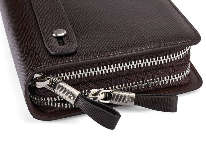 Кожаный мужской клатч LeGRAND collection 033-2 Brown коричневый, Цвет: Коричневый, фото , изображение 7