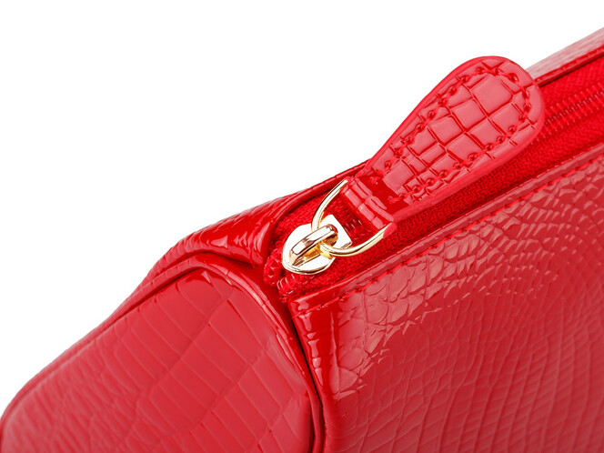 Жіноча косметичка з натуральної шкіри Moro&Jenny 59016 E Red червона, Колір: Червоний, фото , зображення 4