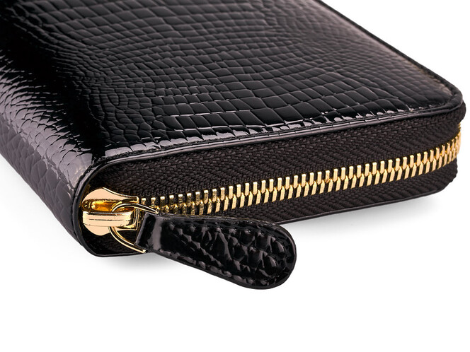 Шкіряний жіночий гаманець - клатч Moro&Jenny 59046 A Black чорний, Колір: Чорний, фото , зображення 4