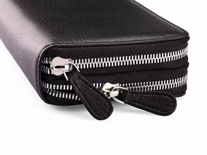 Мужской клатч – кошелек из натуральной кожи на две молнии Мont Blanc 2802 чёрный, фото , изображение 5