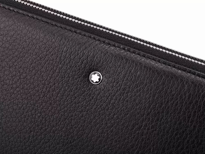 Мужской клатч – кошелек из натуральной кожи на две молнии Мont Blanc 2802 чёрный, фото , изображение 7