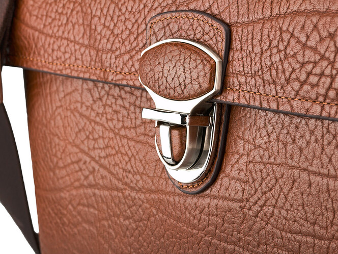 Кожаный мужской портфель Мont Blanc 8639-5 Brown рыжий, фото , изображение 9