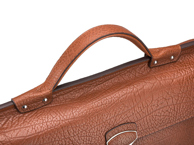 Кожаный мужской портфель Мont Blanc 8639-5 Brown рыжий, фото , изображение 10