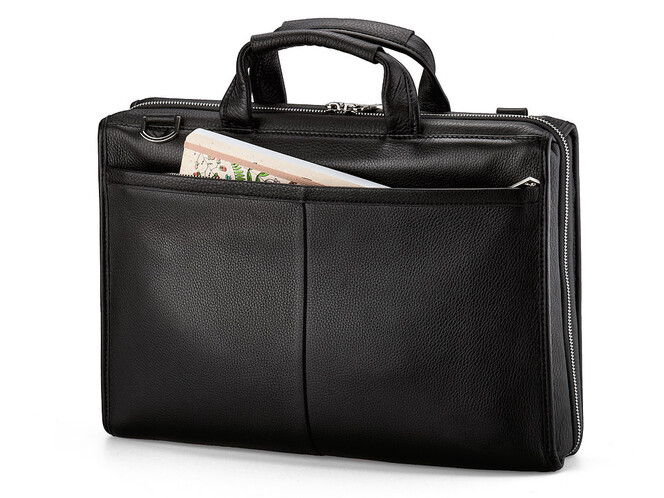 Кожаная сумка для ноутбука и документов LeGRAND collection 8190-1 чёрная, фото , изображение 5