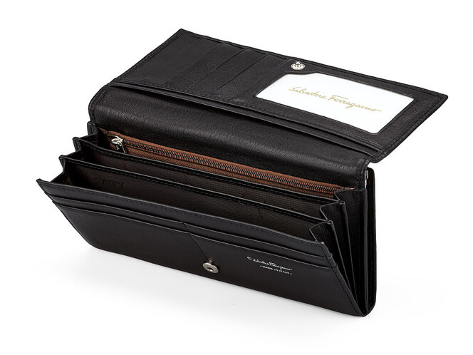 Женский кошелек из натуральной кожи Salvatore Ferragamo 8085 A Black чёрный, Цвет: Черный, фото , изображение 2