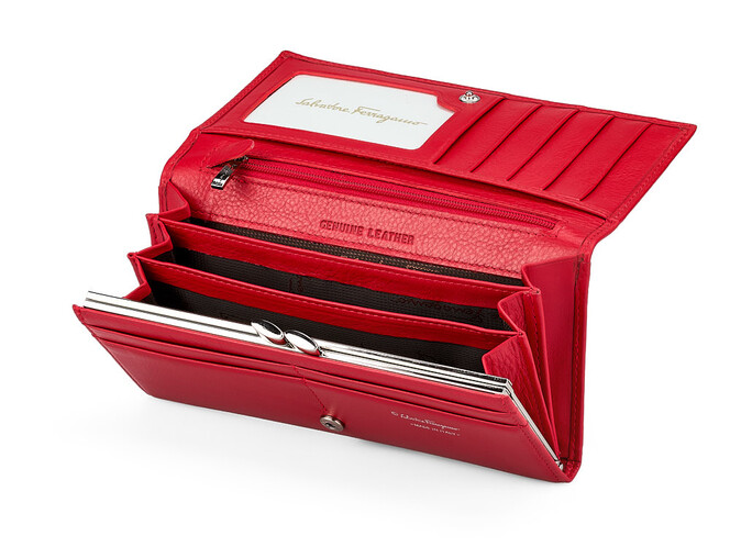 Кожаный женский кошелек Salvatore Ferragamo 8084 E Red красный, Цвет: Красный, фото , изображение 2