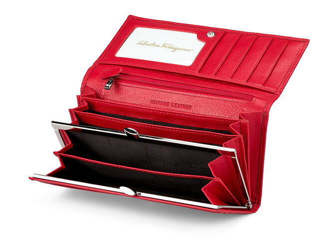 Кожаный женский кошелек Salvatore Ferragamo 8084 E Red красный, Цвет: Красный, фото , изображение 3