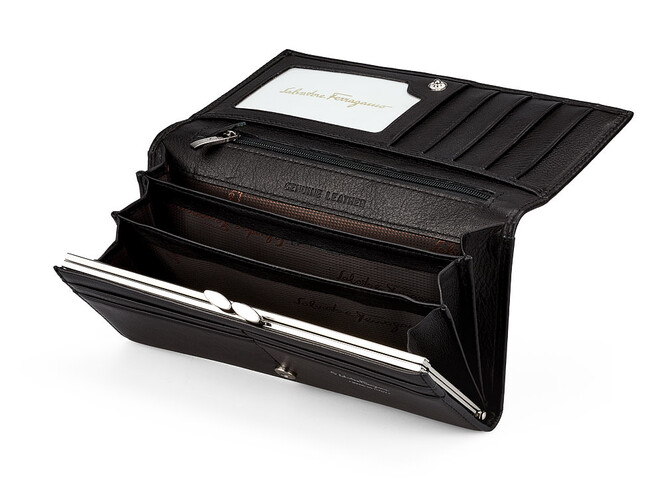 Шкіряний жіночий гаманець Salvatore Ferragamo 8084 A Black чорний, Колір: Чорний, фото , зображення 3